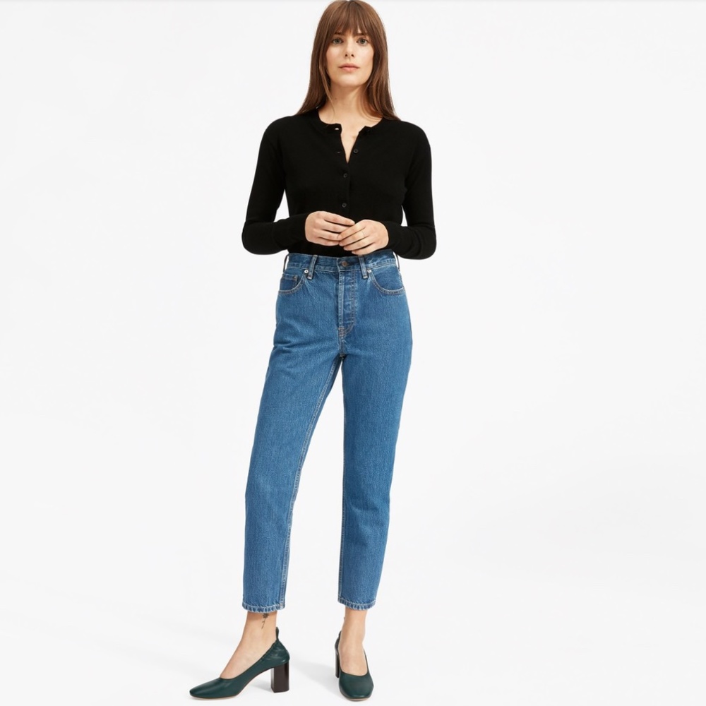Everlane High Waist Straight Jeans Dark Indigo